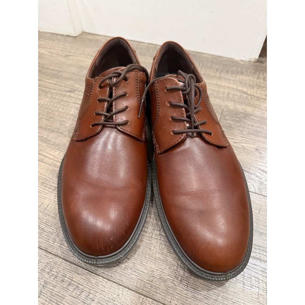 ECCO Helsinki Mens Brown Leather Oxford Dress Shoes Size 45 Made in Portugal